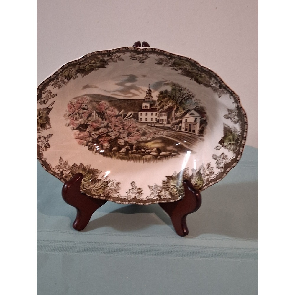 Johnson Brothers Friendly Village Green Oval Vegetable Bowl‎ Made in England 9in